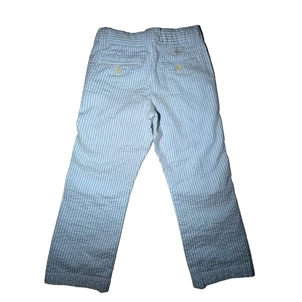 Vineyard Vines Boys Seersucker Blue White Striped Pants Bottoms 4T